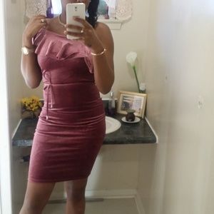 One shoulder Suede dress